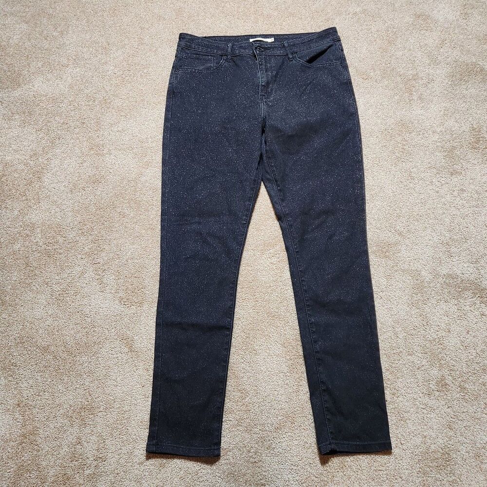 Levi's 721 Jeans Women 32 Black Glitter High Rise Skinny